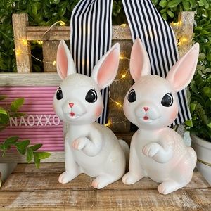 (2) Retro Vintage Nostalgic Easter Bunnies